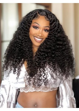 Spring Curly Skin Melt Full Lace Virgin Human Hair Wig Pre Plucked